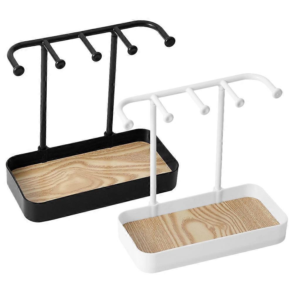 Jewelry Holder Jewelry Storage Rack Showing Stand Women Desktop Organization Wooden Board 2Pcs