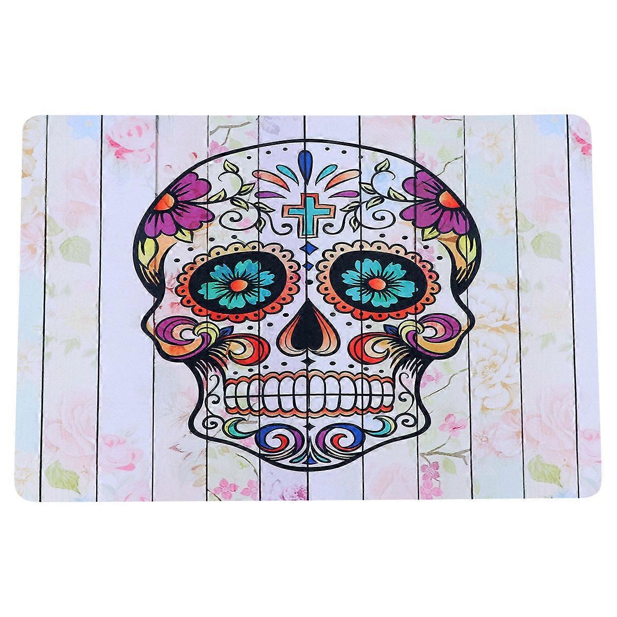 Bath Mat Skull Head Pattern Ground Pad Machine Washable 40x60cm 1Pcs