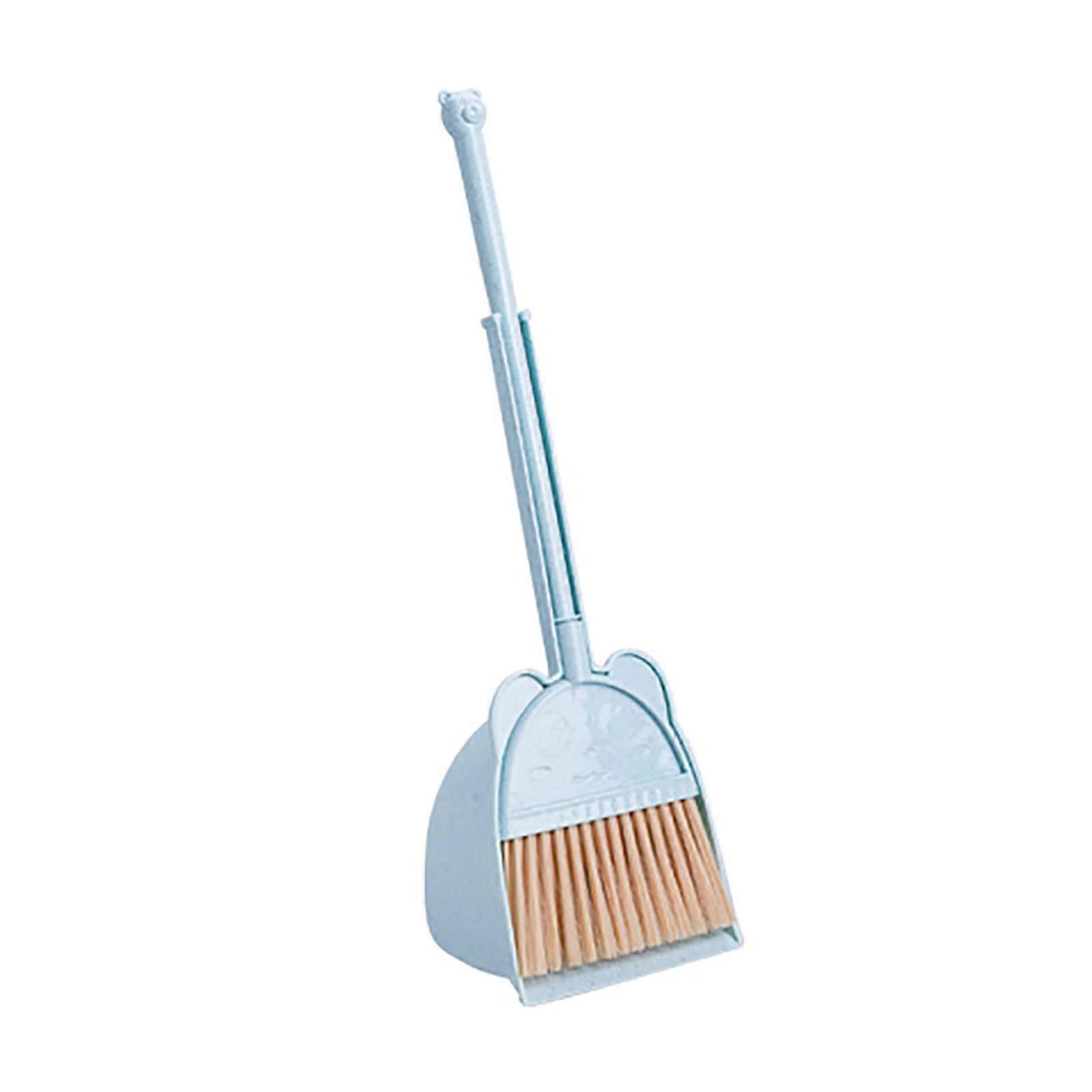 Kinder Broom and Dustpan Set Learning Spelling Tool Toddler Broom for Home Bedroom Kitchen Cleaning Toy Blue