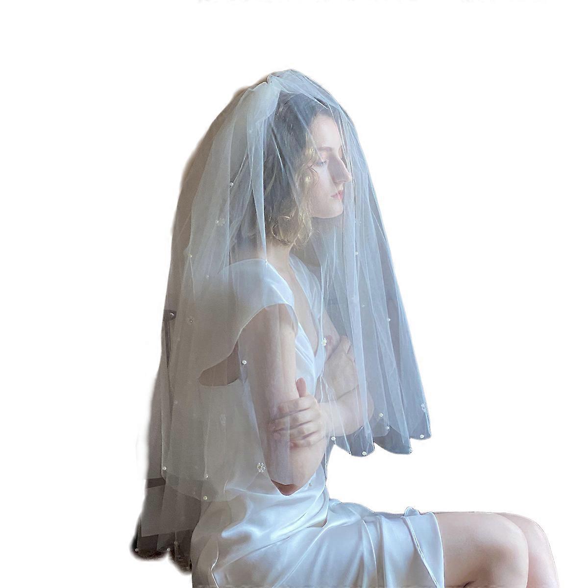 Crushed bridal veil, 100 x 135 cm, white, 1 pc.