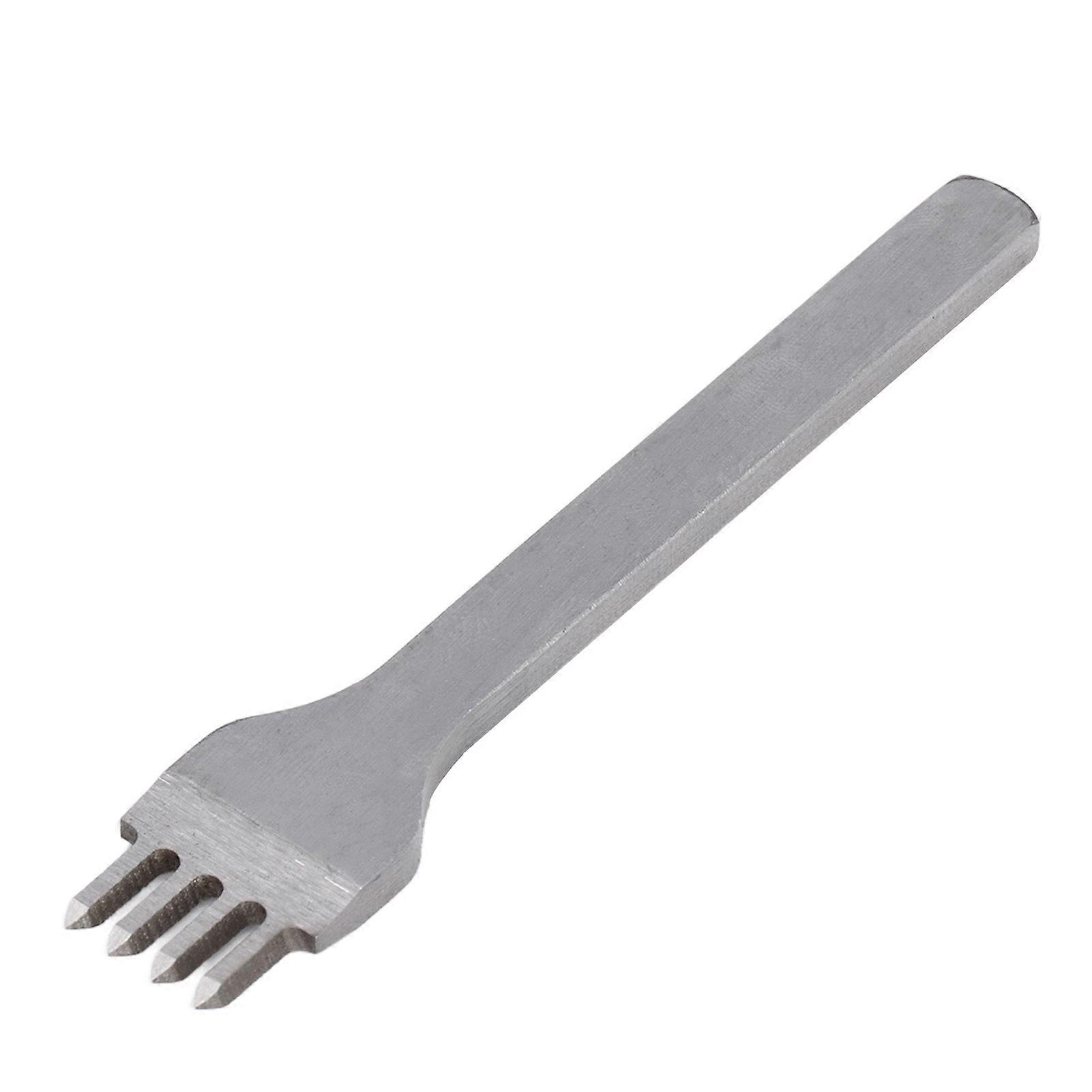 Leather Punch Tool High Speed Steel Stitching 4 Prong Chisel for DIY Leathercrafts Sewing