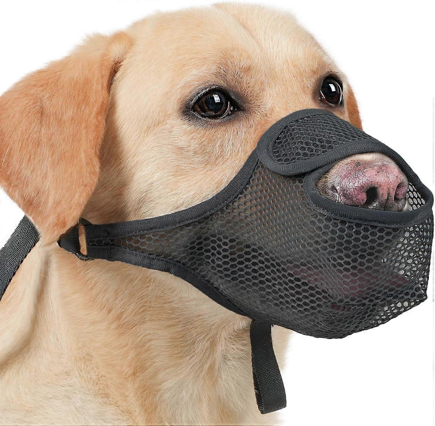 Breathable Dog Muzzle, Adjustable Soft Mesh Fabric Muzzle for Large, Medium, and Small Dogs, Suitable for Various Dog Breeds (L)