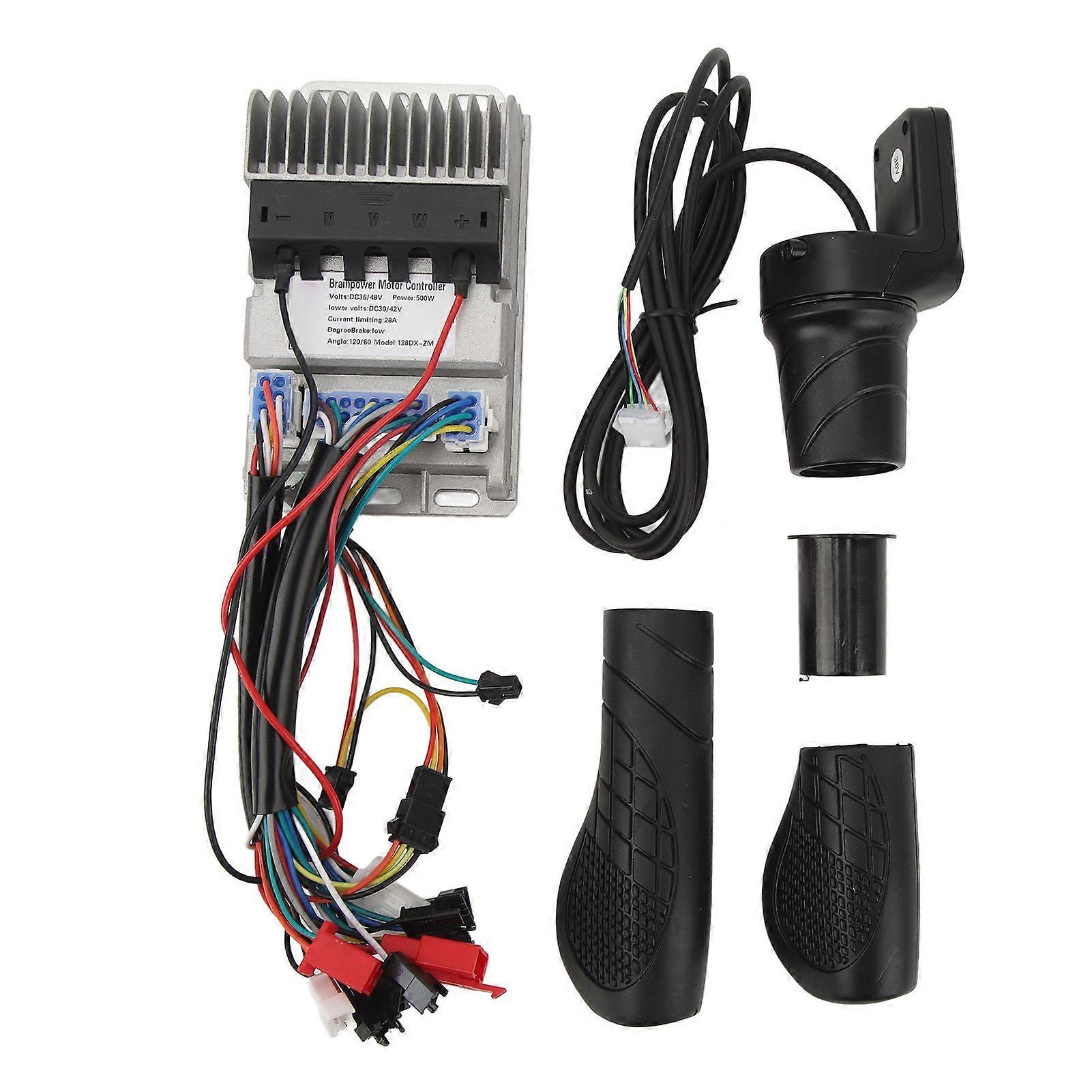 36V 48V 500W 28A Motor Controller Kit 128DX Half Throttle Grip with LCD Display for Electric Bike Scooter ModificationYMQX)