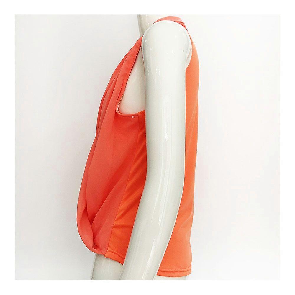 Solid Color V-necked Chiffon Splicing Vest