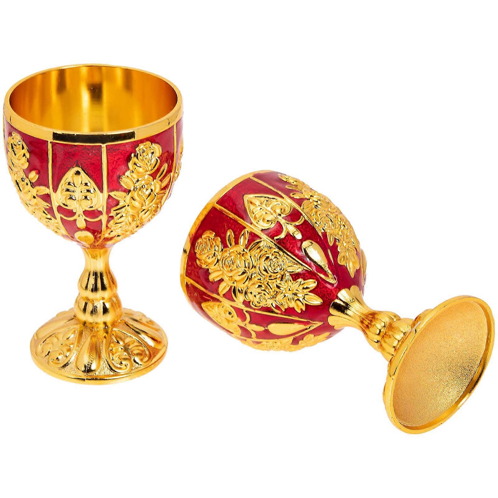 Vintage European Style Wine Goblets Set of 2 Elegant High Stemmed Cups for Whiskey, Banquets, and Home Parties