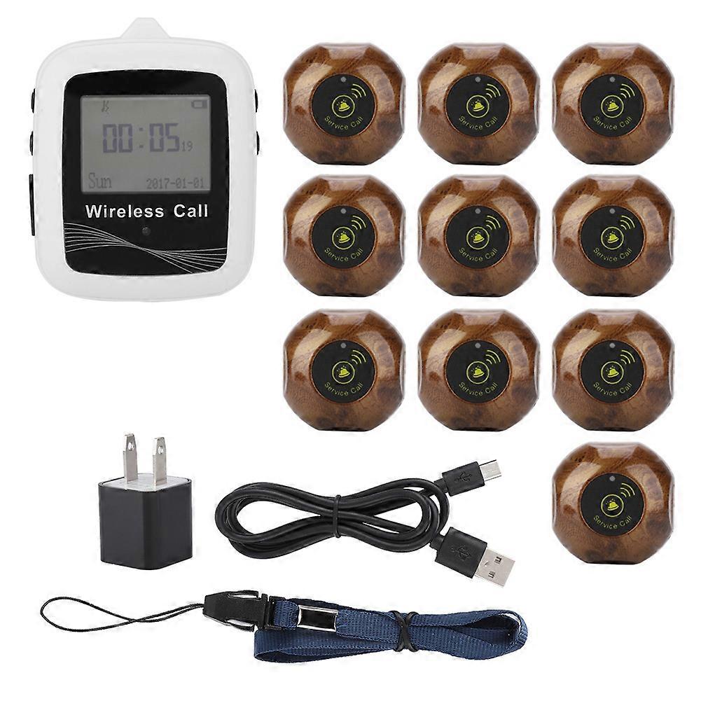 Caregiver Wireless Pager Restaurant Paging System 1 Mobile Receiver+10 Waterproof Pager(