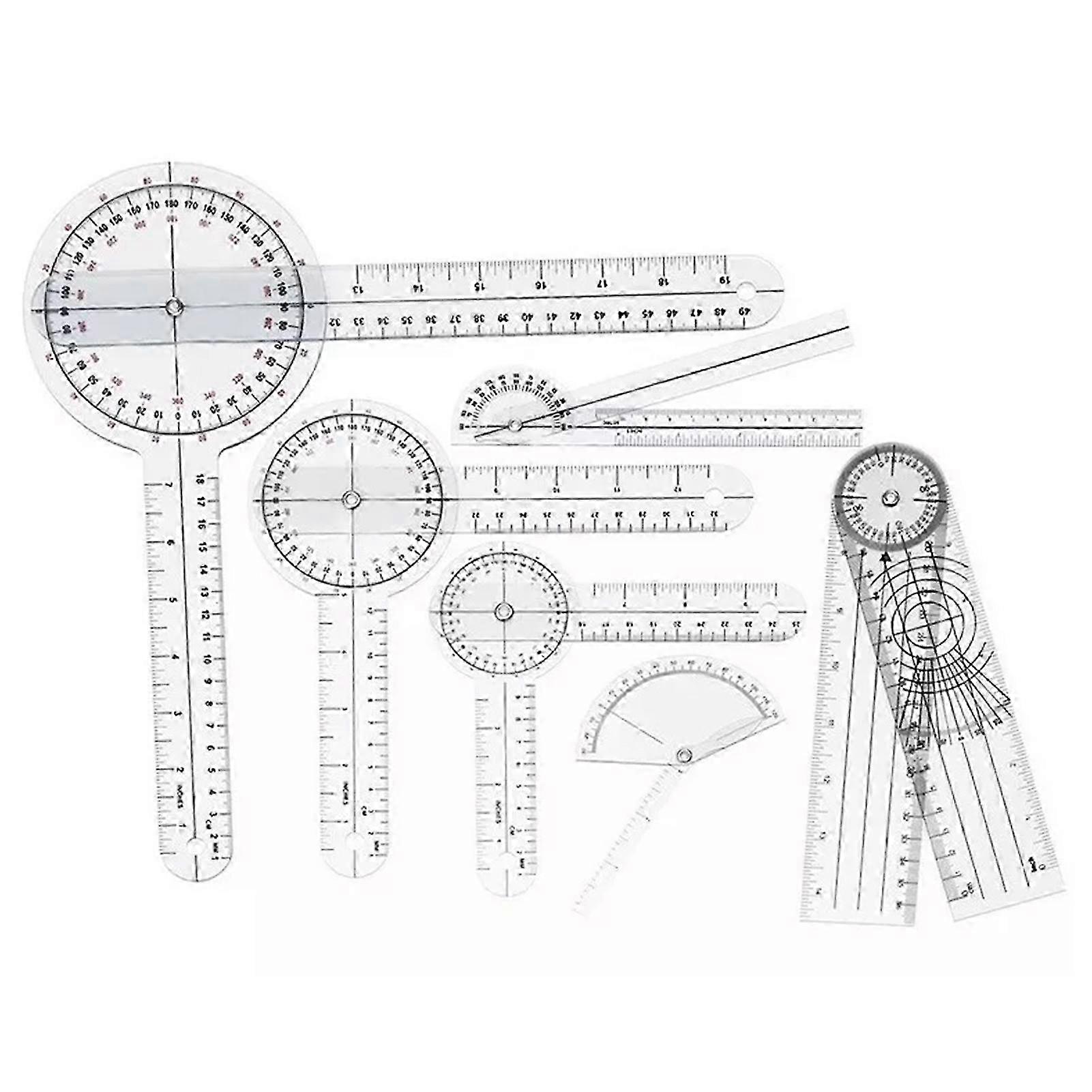 6PCS Medical Goniometer Set - PVC Transparent Clear Angle Ruler for Orthopedics, Wear-Resistant Measurement Tools for Accurate Angles