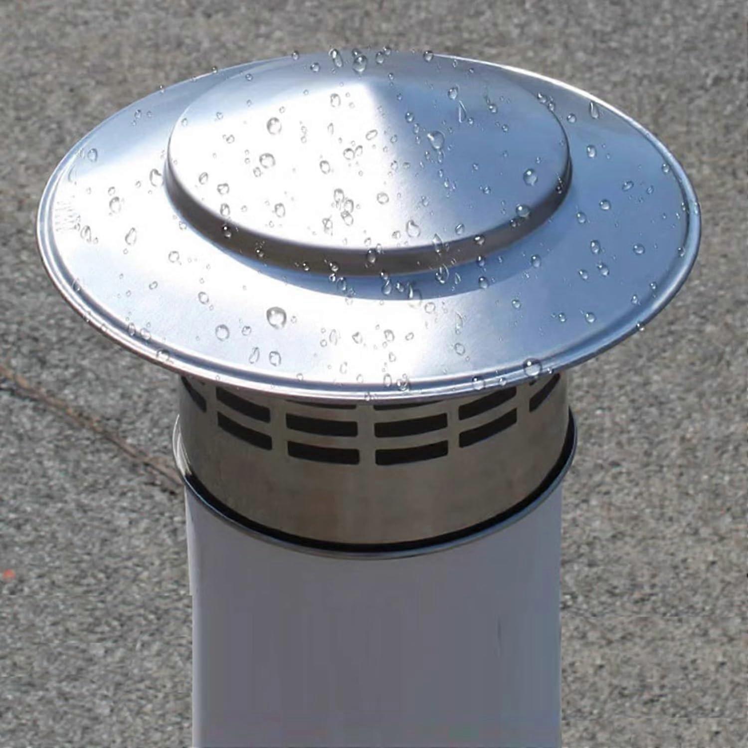 Stainless steel chimney cap, universal round design for maximum air circulation, 7.5cm (3').