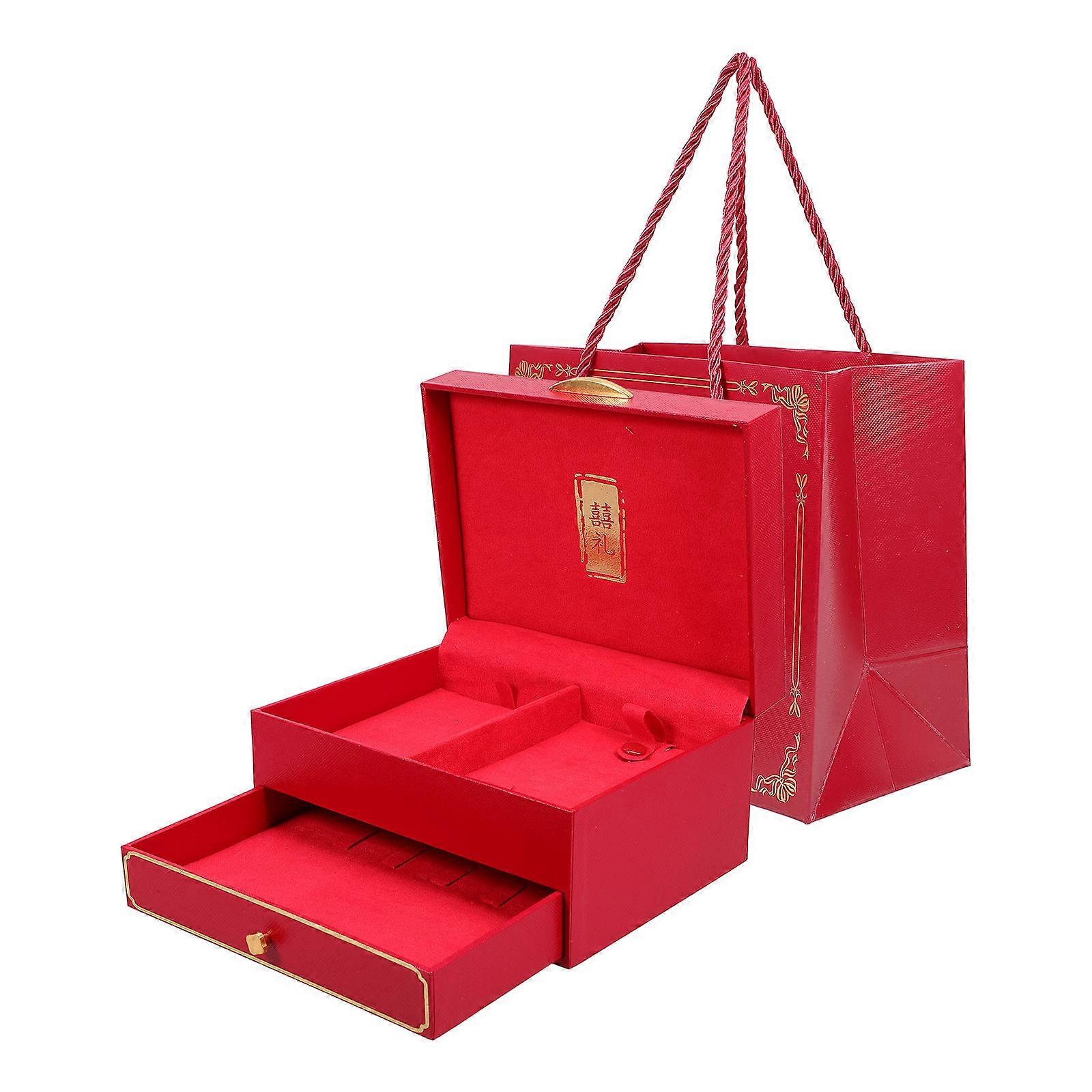 Here's a polished and professional product description for your **Double Layer Wedding Jewelry Storage Box**:
### **Elegant Double Layer Wedding