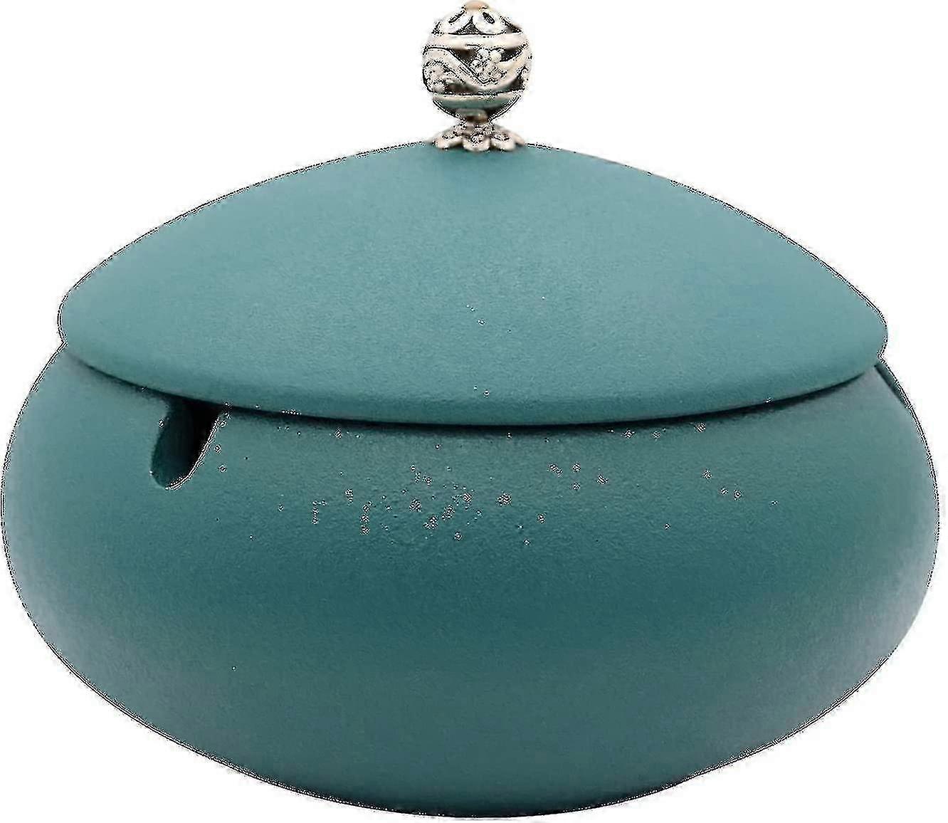 Ceramic Weed Ashtray with Lid & Pedestal, Windproof Outdoor Cigarette Tray, 5