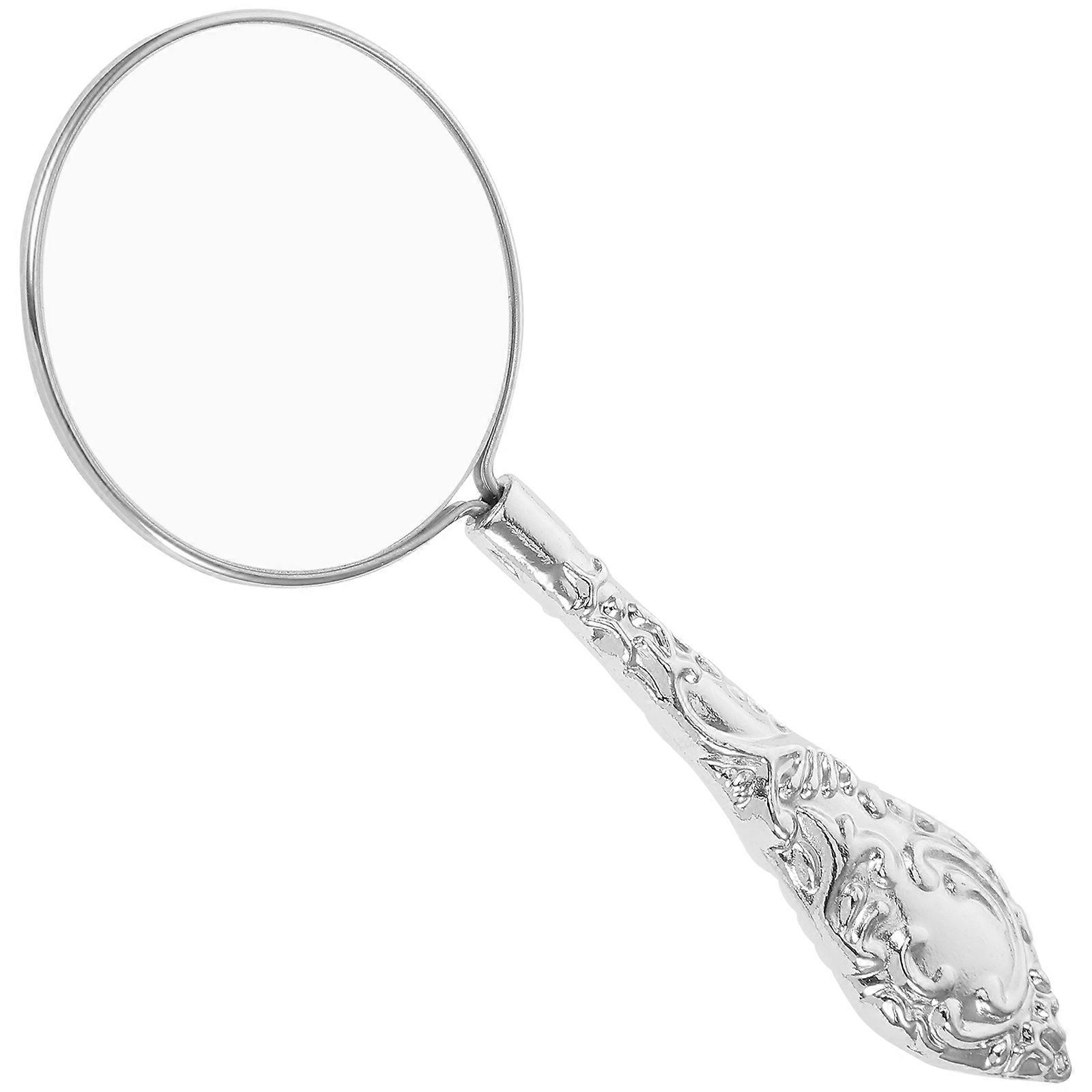 Vintage Glass Magnifier with Embossed Metal Handle, High Magnification for Reading, Inspection, and Observation, Portable and Comfortable Design