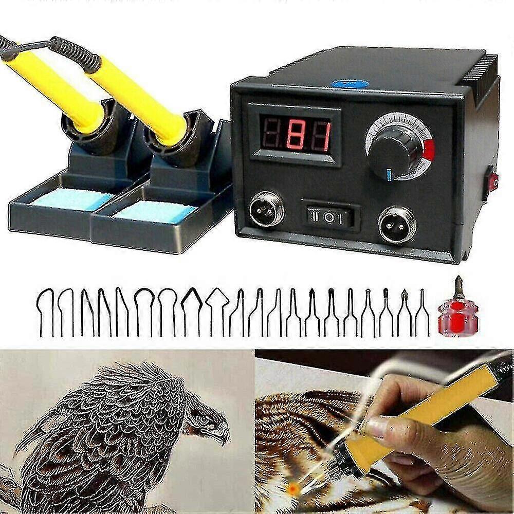HG Wood Burner Adjustable Temperature Digital Display Pyrography Double Pen Burner