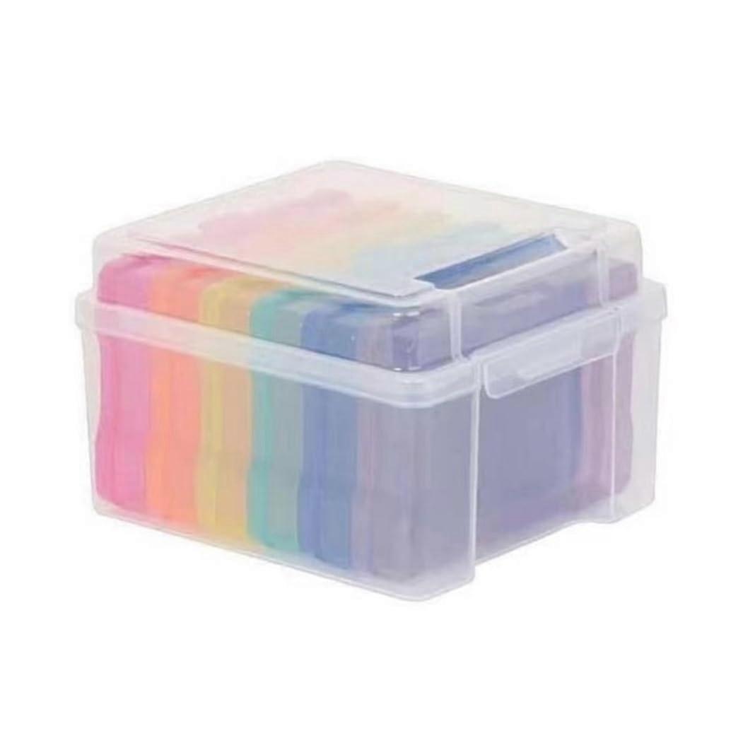 Photo Storage Box Plastic Picture Keeper For 5 x 7 Inch Cards, Craft Keeper With 6 Colourful Photo Items