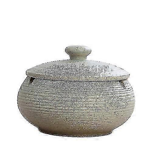 Keramisk askkopp med vindtätt lock för utomhusbruk inomhus