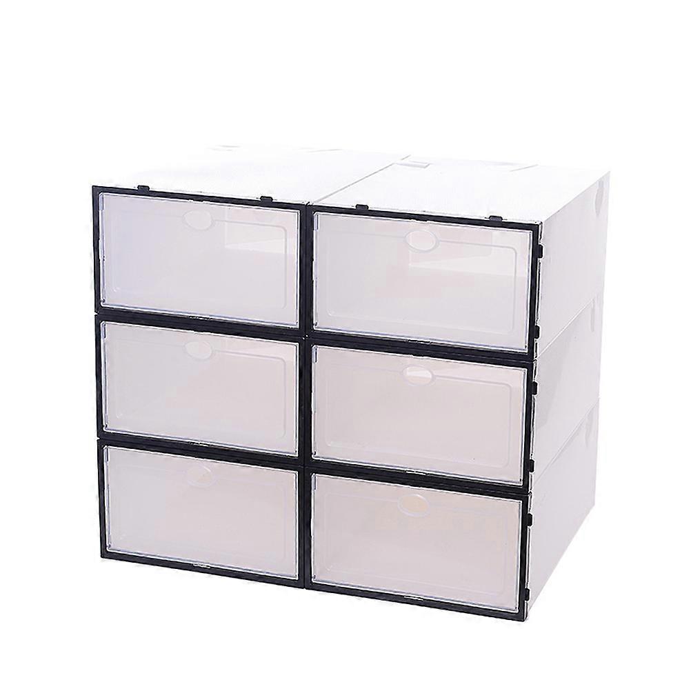 Black PP Shoes Storage Box Foldable Shoe Container for Organizing Closets and Drawers 6PCS