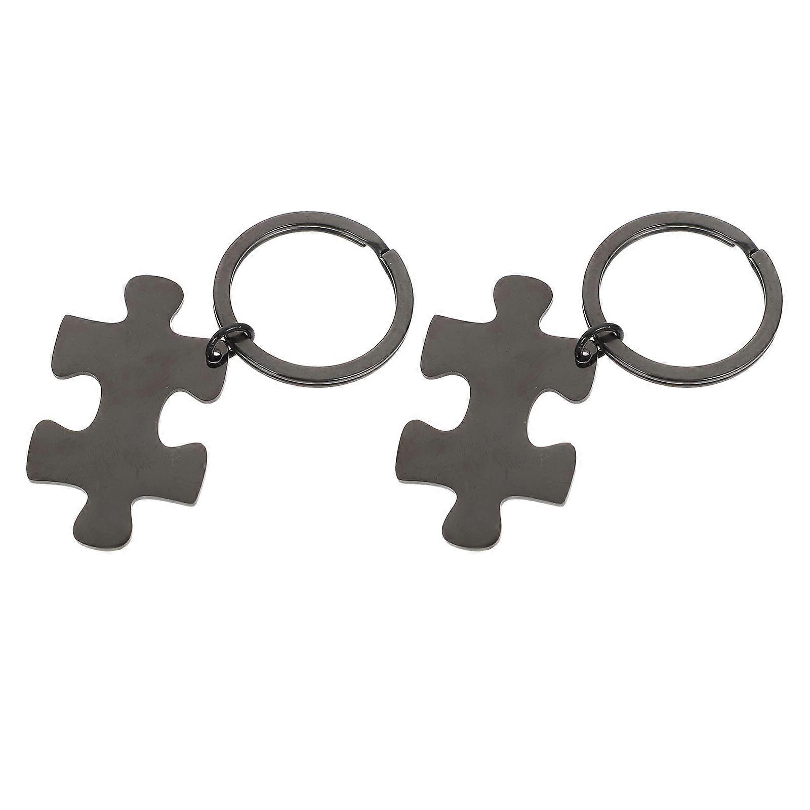 Couples Keychains Made of Durable Stainless Steel for Key Use Black Color Fits Most Keys 2Pcs