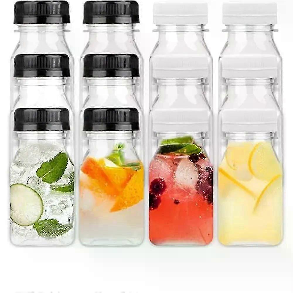 4 Pcs Plastic Juice Bottles New 120ML/150ML Transparent Clear Drink Containers Tamper Proof Lids Empty Square Bottle Milk
