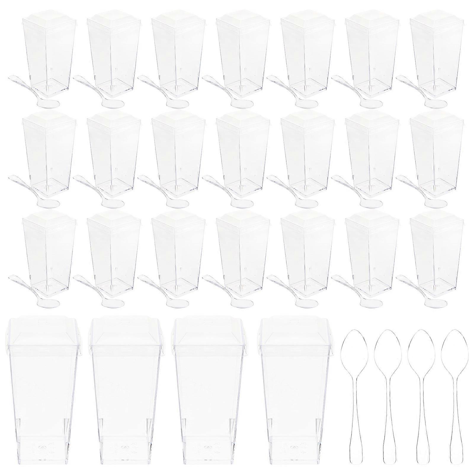 Clear Dessert Cups for Home Use Transparent with Spoon Suitable for Jellies Tiramisu and Sets