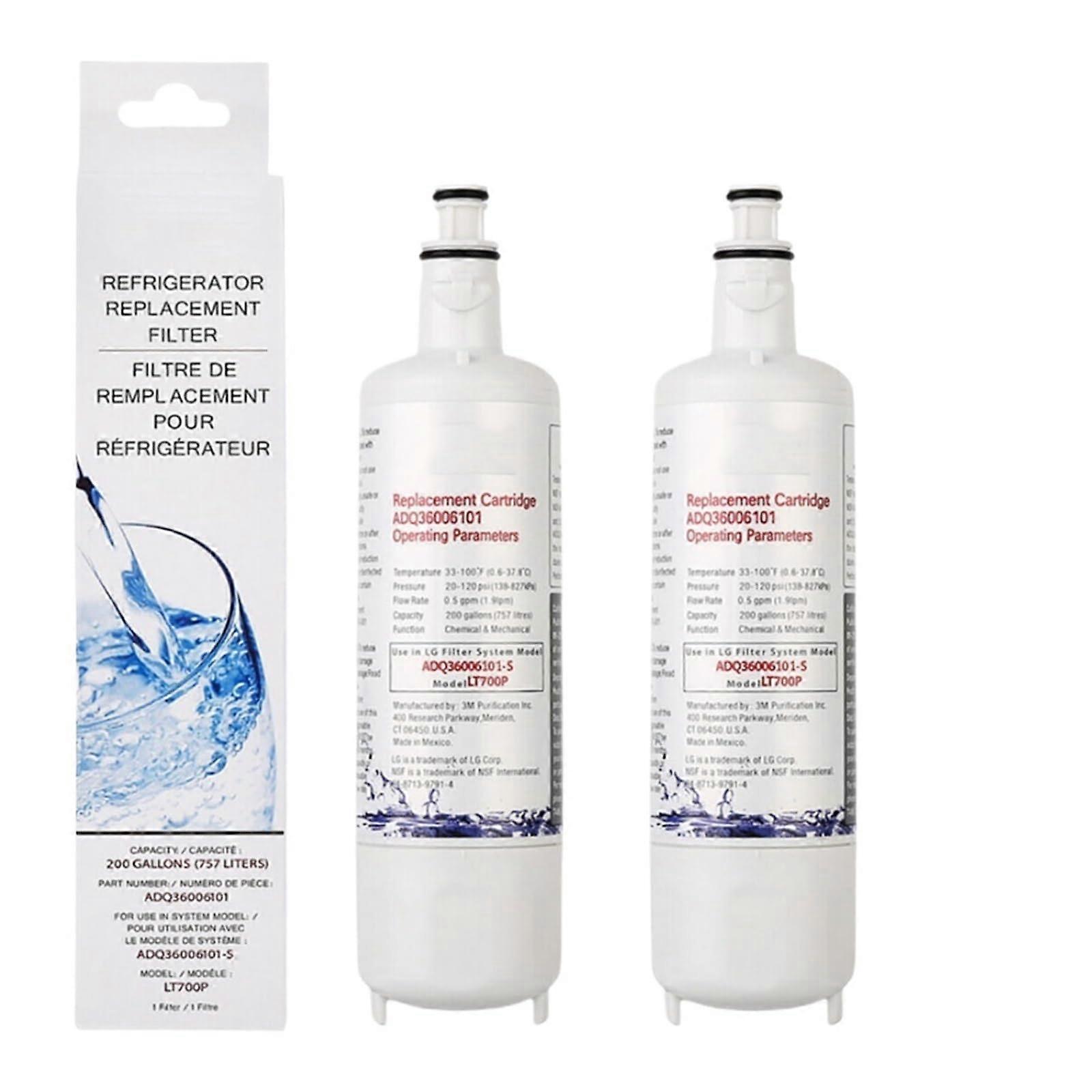refrigerator water filter, compatible with LG LT700P, ADQ36006101 (2 packs)
