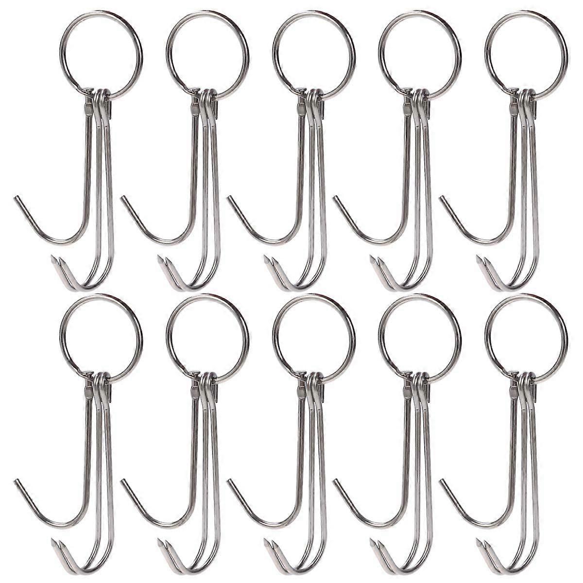 Stainless Steel Meat Hook for Hanging Bacon Hams Ideal for Butchers and Hunters 10 Pieces Silver