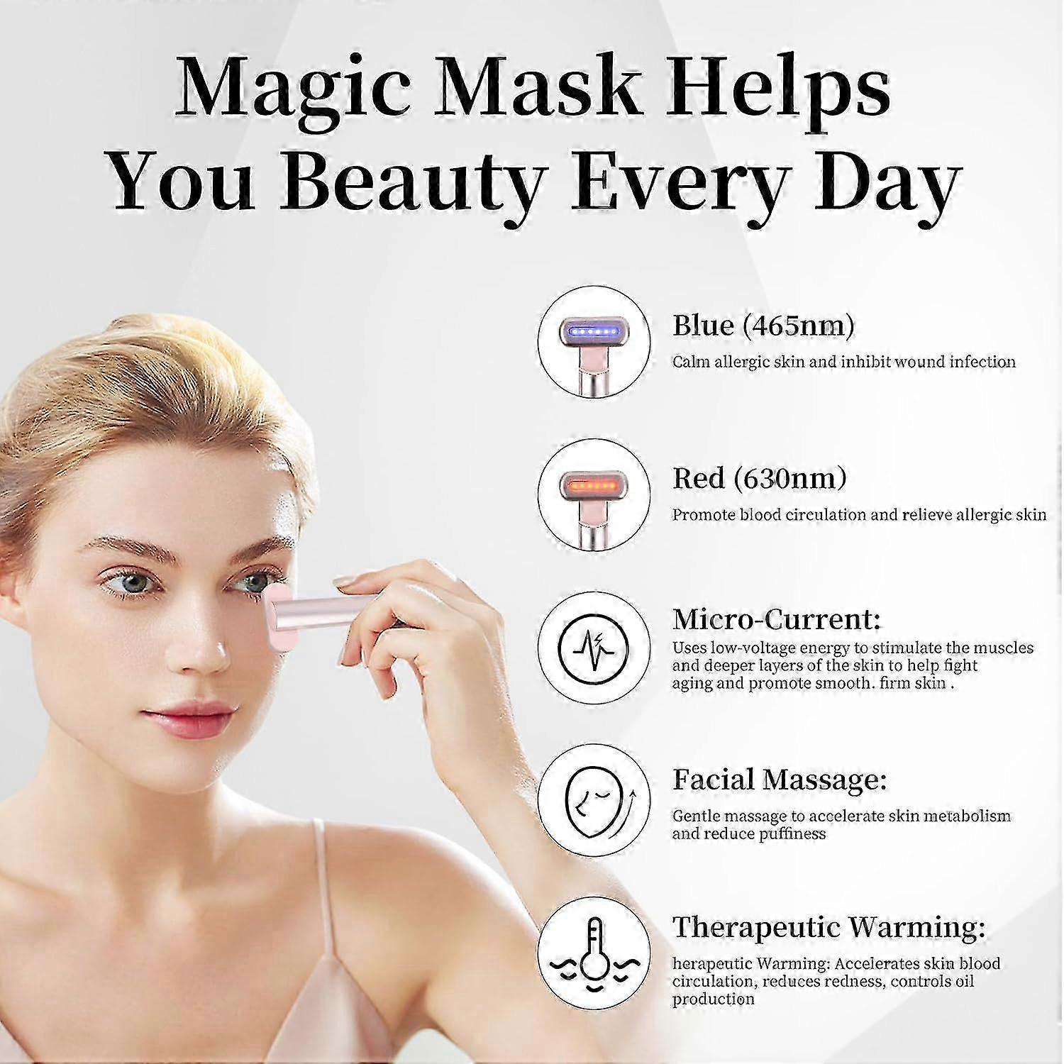 4-in-1 Facial Massager (Silver/Red)