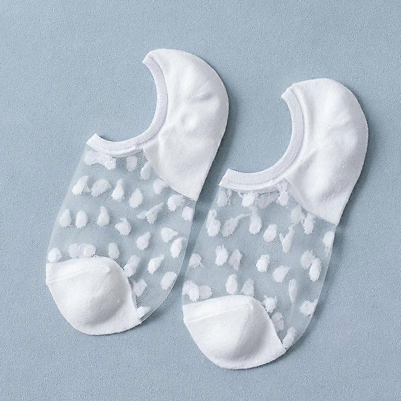 Women's Ankle Socks Polka Dot Transparent Invisible Mesh Boat Socks Summer Cotton