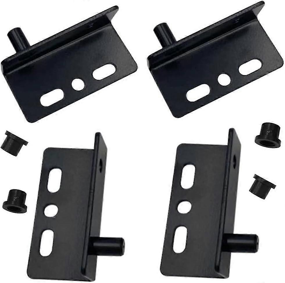 Set of 4 Pivot Door Hinges with Socket, Black Right Angle, Hardware Accessories with Screws and Plastic Caps