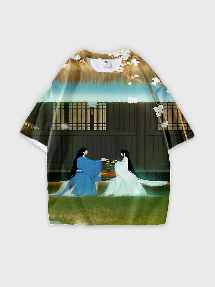 T-shirt round neck Pattern loose short sleeve P1331