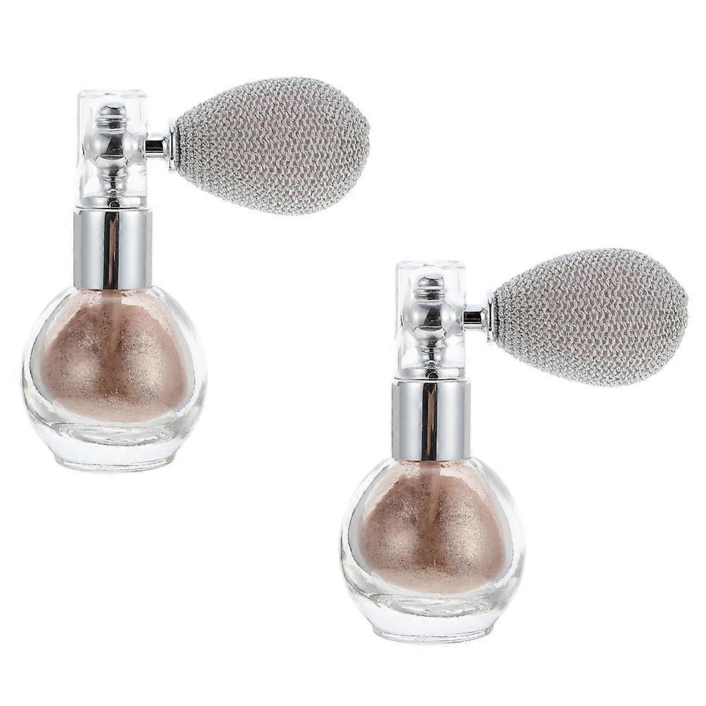 2Pcs Makeup Glitter Sprayers Highlight Powder Bottle For Women Face Body Hair In Light Brown For Shimmering Effect