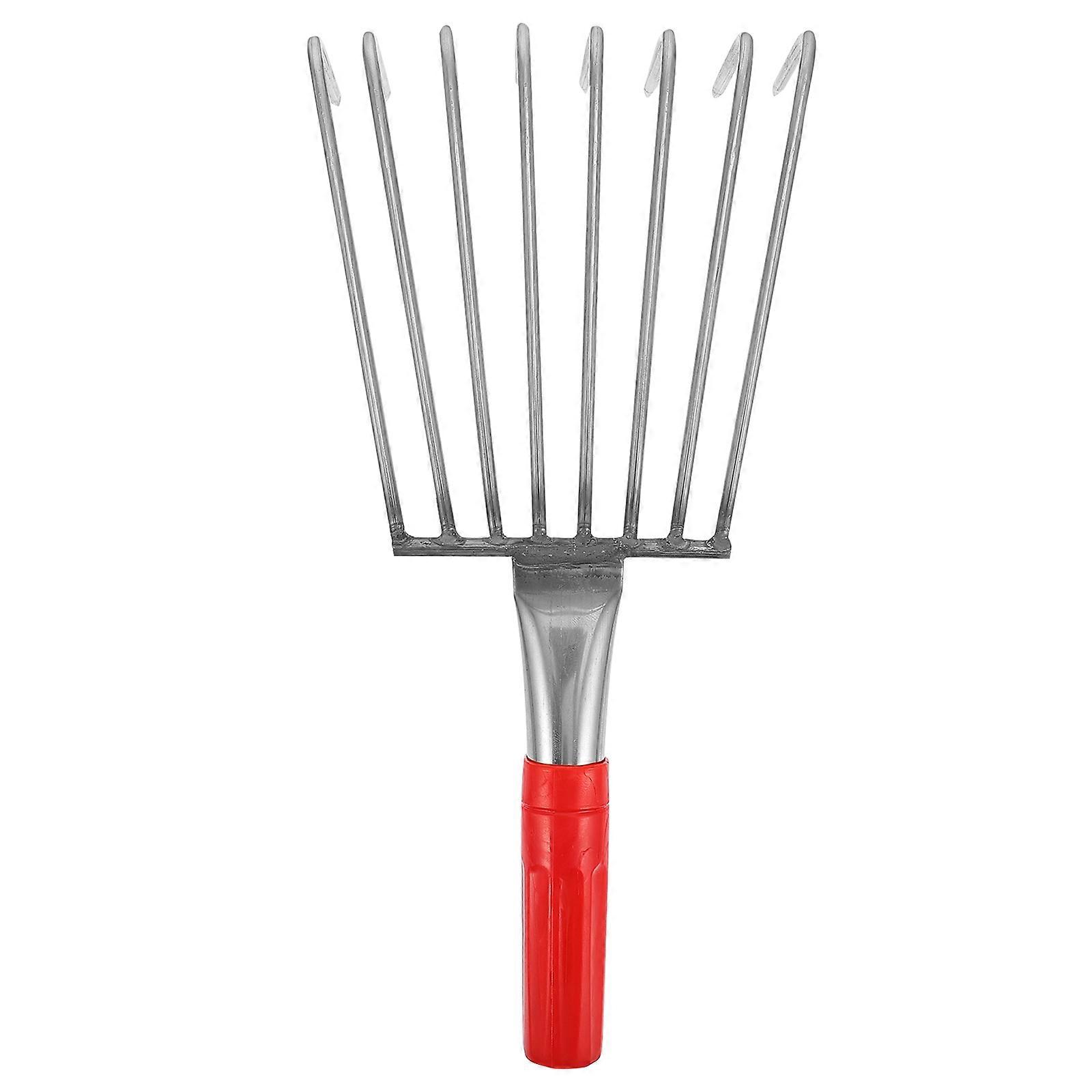 Mini Gardening Hand Tool Claw Rake For Beach Activities Comfortable Plastic Handle Red 1Set