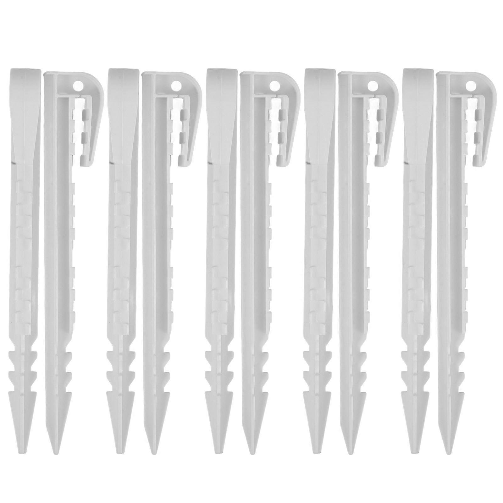 Plastic Tent Stakes for Camping Backpacking Gardening White 20pcs 4.75 inches