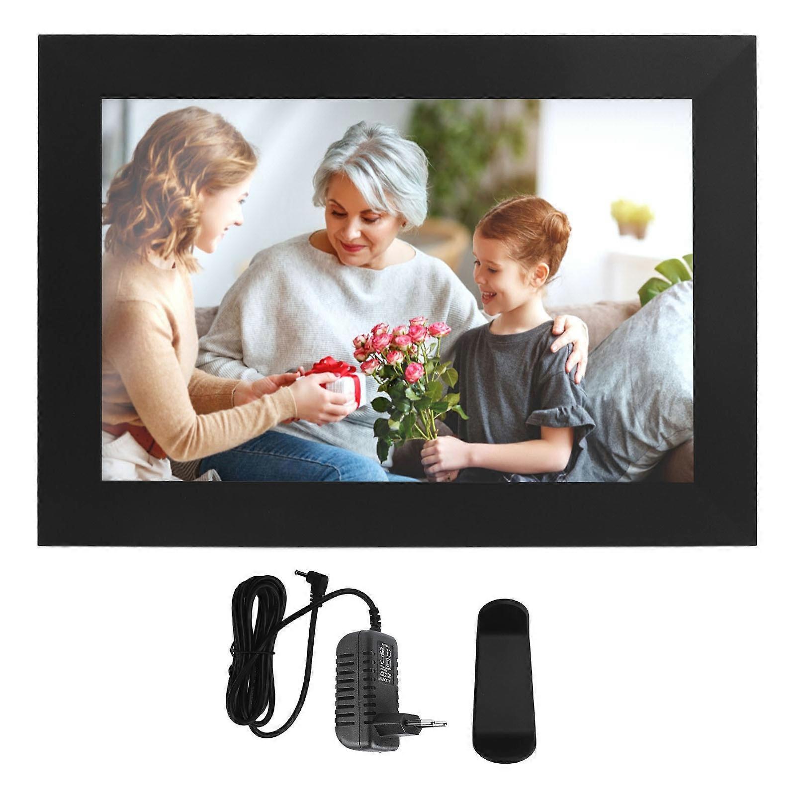 WiFi Digital Picture Frame 10.1 Inch 1280x800 Touch Screen Smart Cloud Photo Frame EU Plug Black