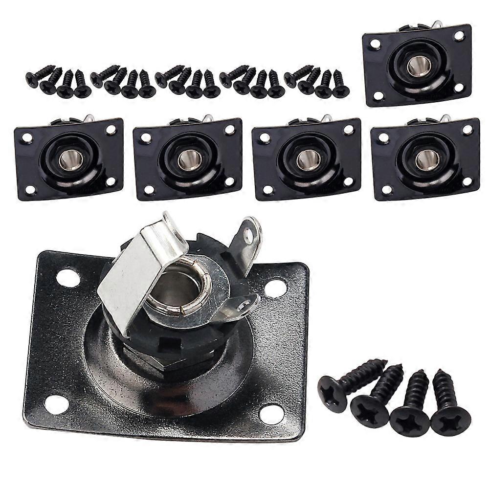 Optimized Title:  
Black Rectangular Output Jack Plate for Electric Guitar and Bass – Durable Metal Socket for Studio and Stage Use, Ensures Stable