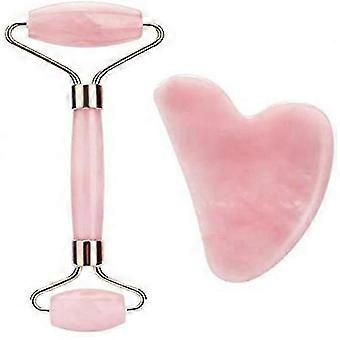 Jade Face Roller Rose Quartz Gua Sha Massager, Anti-aging Wrinkgless Tool