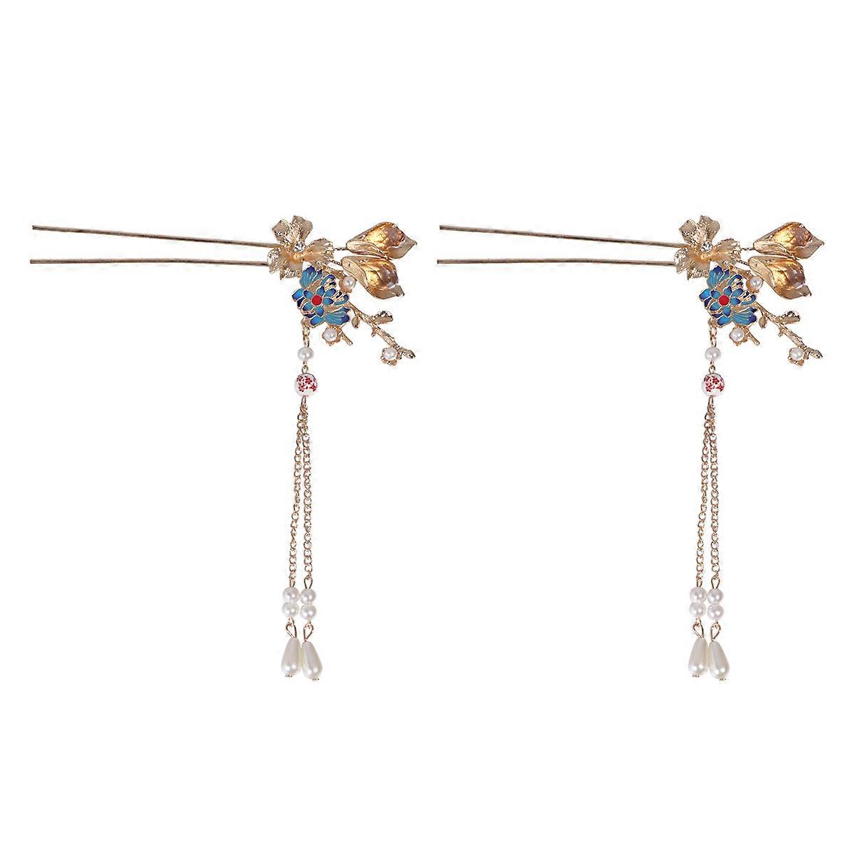 Retro Hair Chopstick with Flower Tassel for Women Made of Durable Alloy Material Suitable for Any Occasions