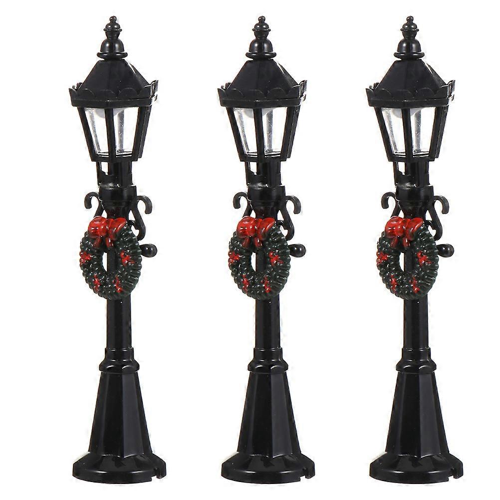 3Pcs Mini Street Light Model for Decoration Black Plastic Safe and Gentle Smooth Edges