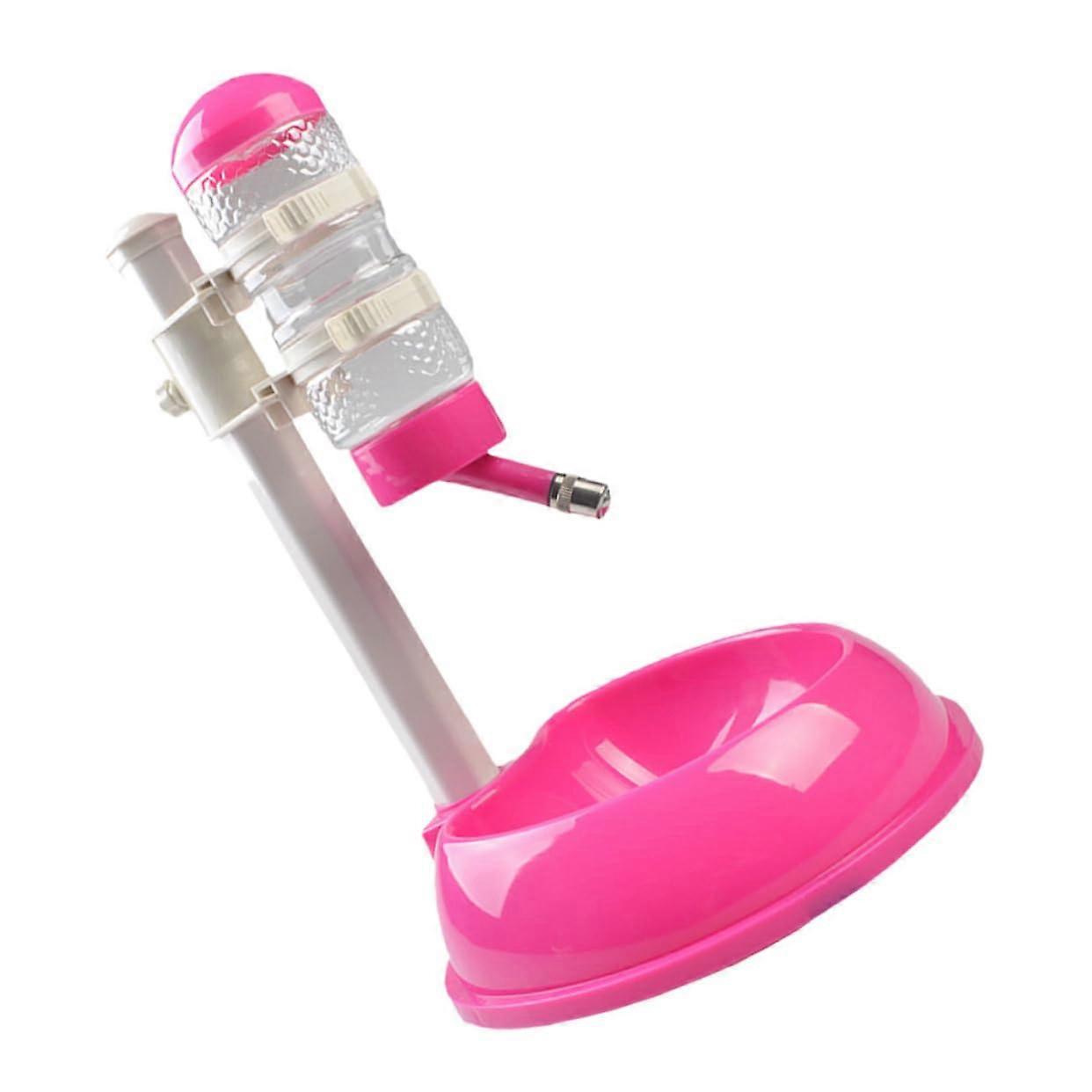Automatic Pet Feeder and Water Dispenser for Small Dogs and Cats, PVC Material, Rose Color, Self-Feeding System