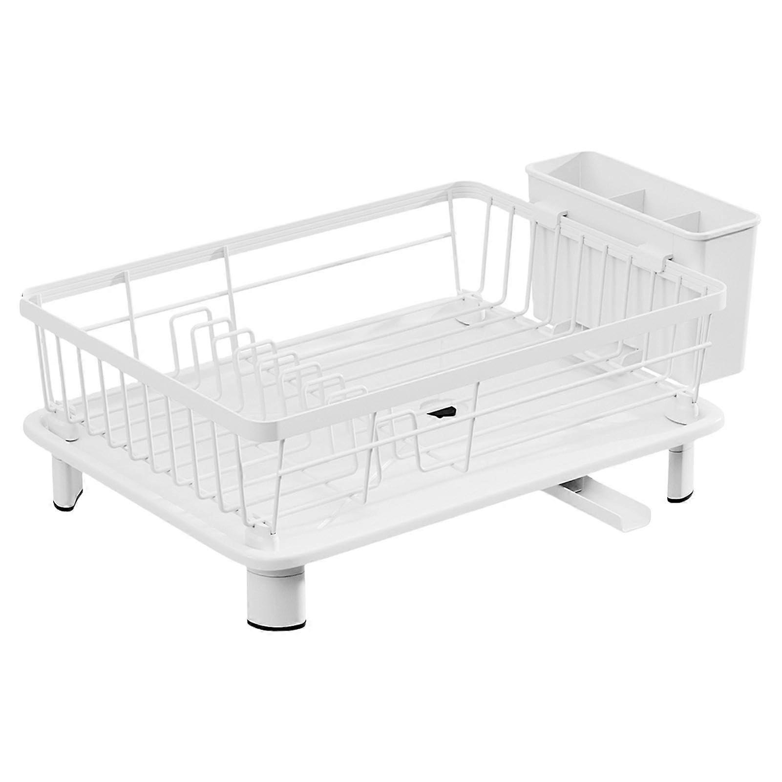 Large Dish Rack, Metal Kitchen Shelf with NonSlip Tray, SpaceSaving, White