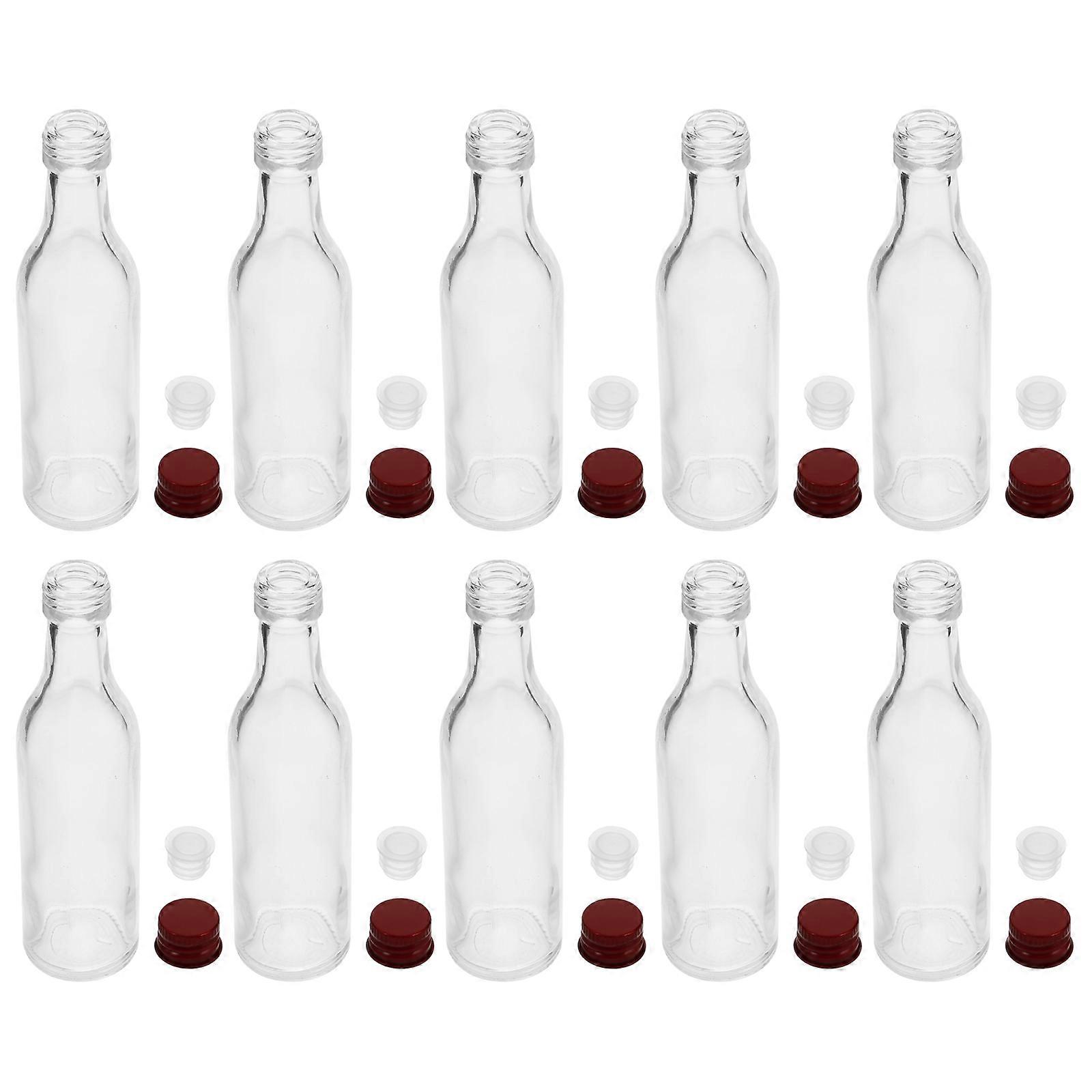 10 Pcs Clear Glass Bottles with Lids for Liquid Portable Small Bottles Easy to Use Glass Bottles Transparent Containers 50ml