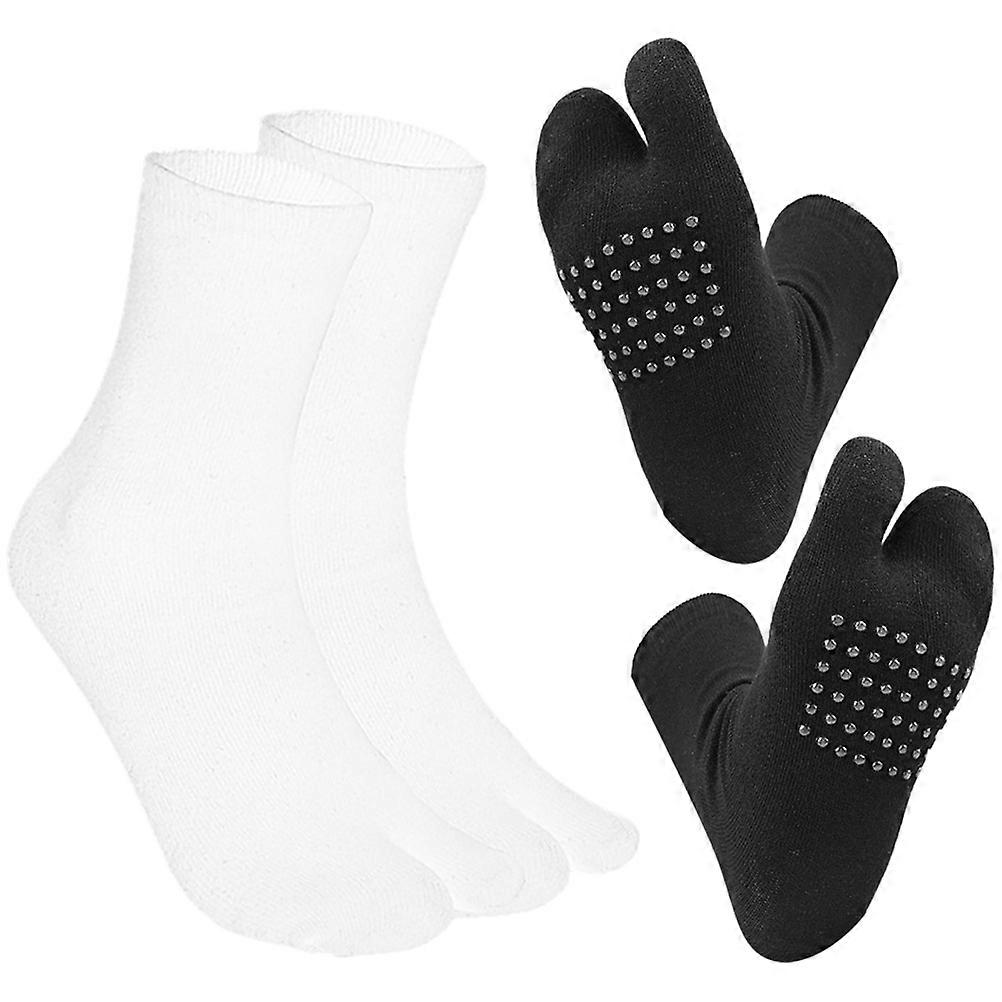Toe Socks For Men With Split Toe Design Anti-skid Function In Black Color 2 Pairs