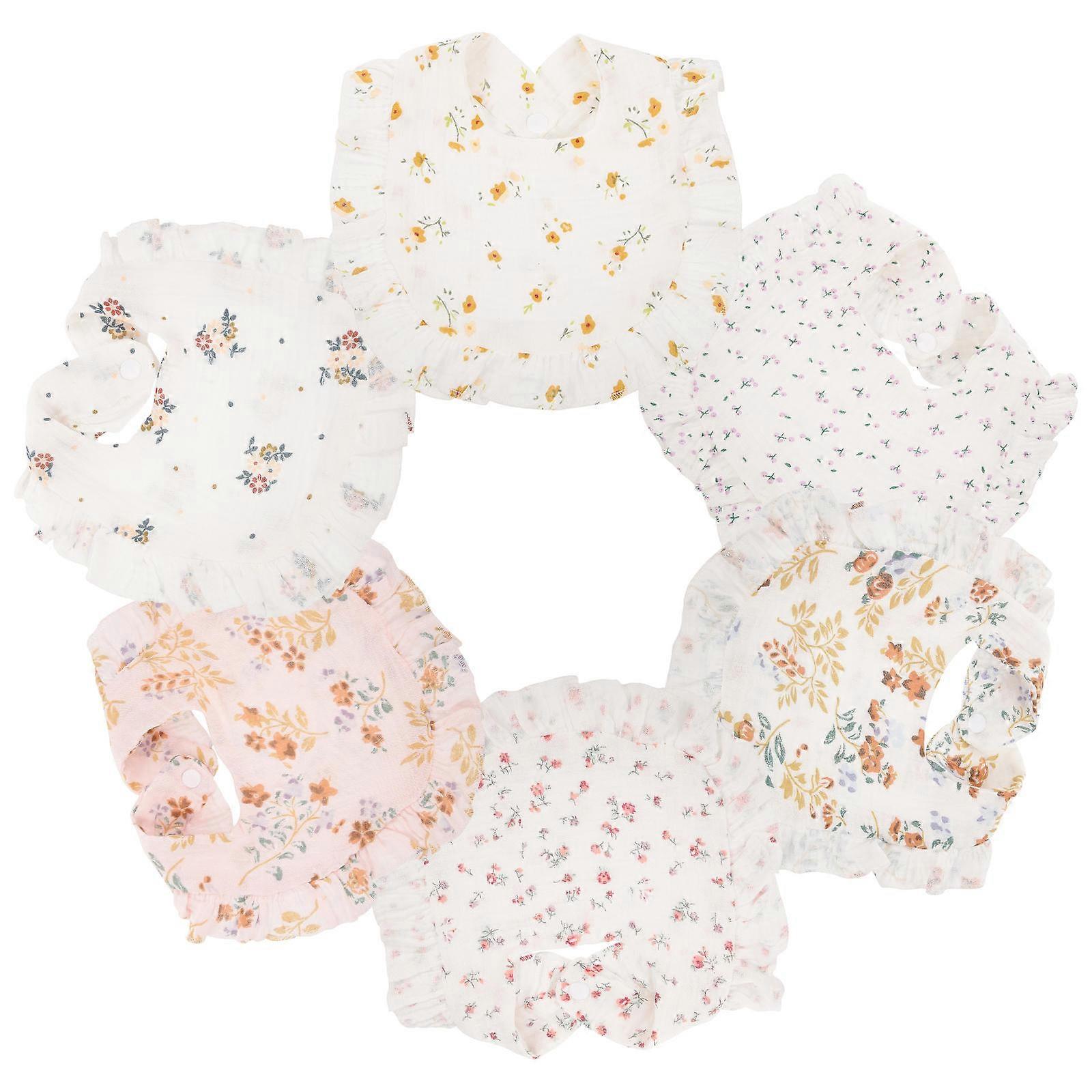 Infant Cotton Bibs 6 Pcs Ruffled Design Assorted For Daily Use Mealtime And Teething Infant Protection