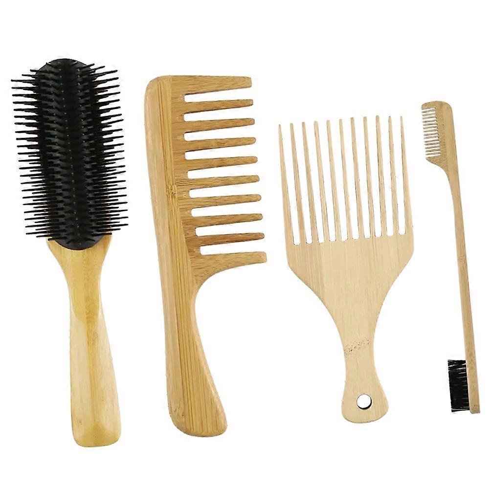 Here's a polished and professional product description based on your input:

 

**4pcs Bamboo Hair Combs Set – Detangling & Styling Tools for All