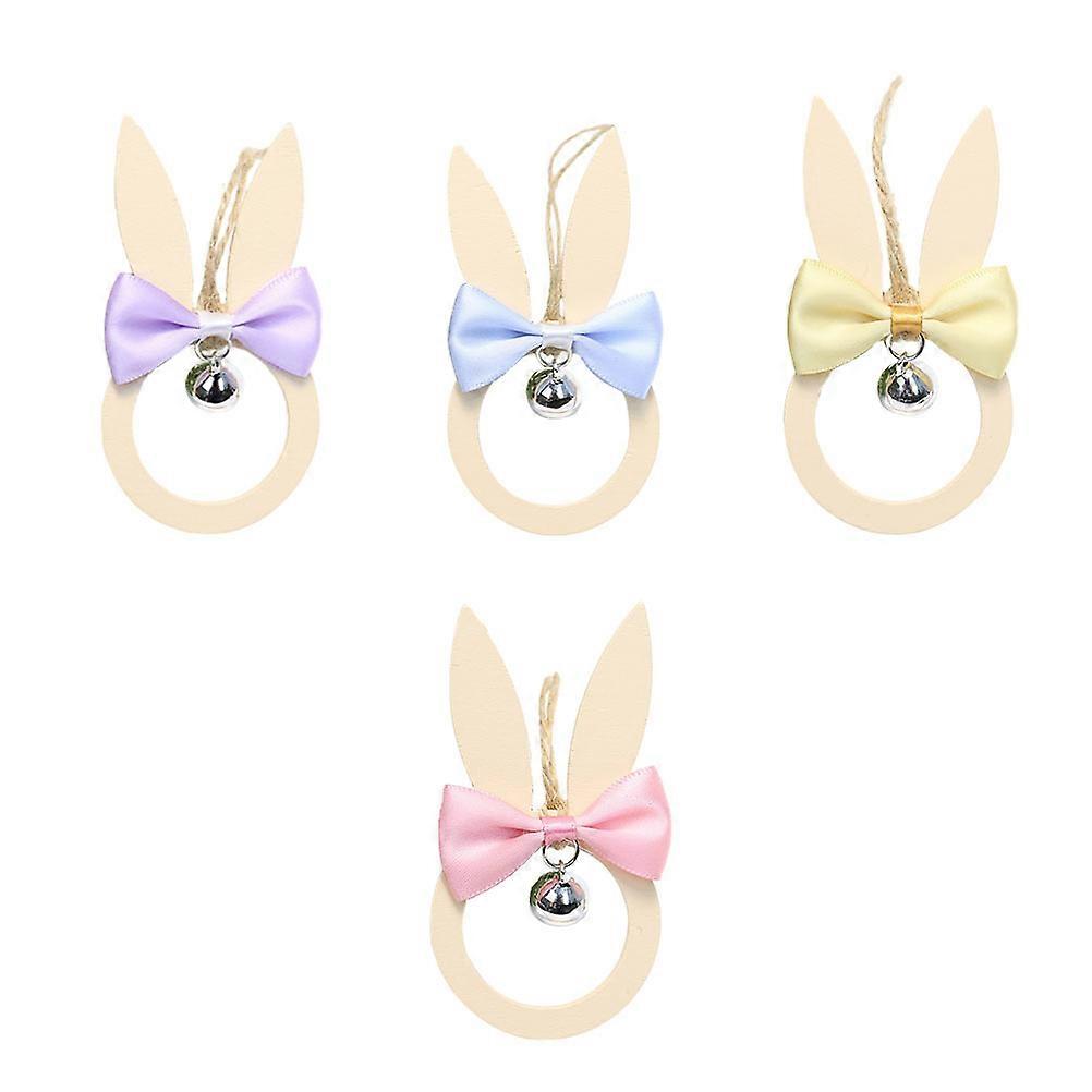 Festive Rabbit Bell Ornament Suitable For Parties Assorted Color 4Pcs