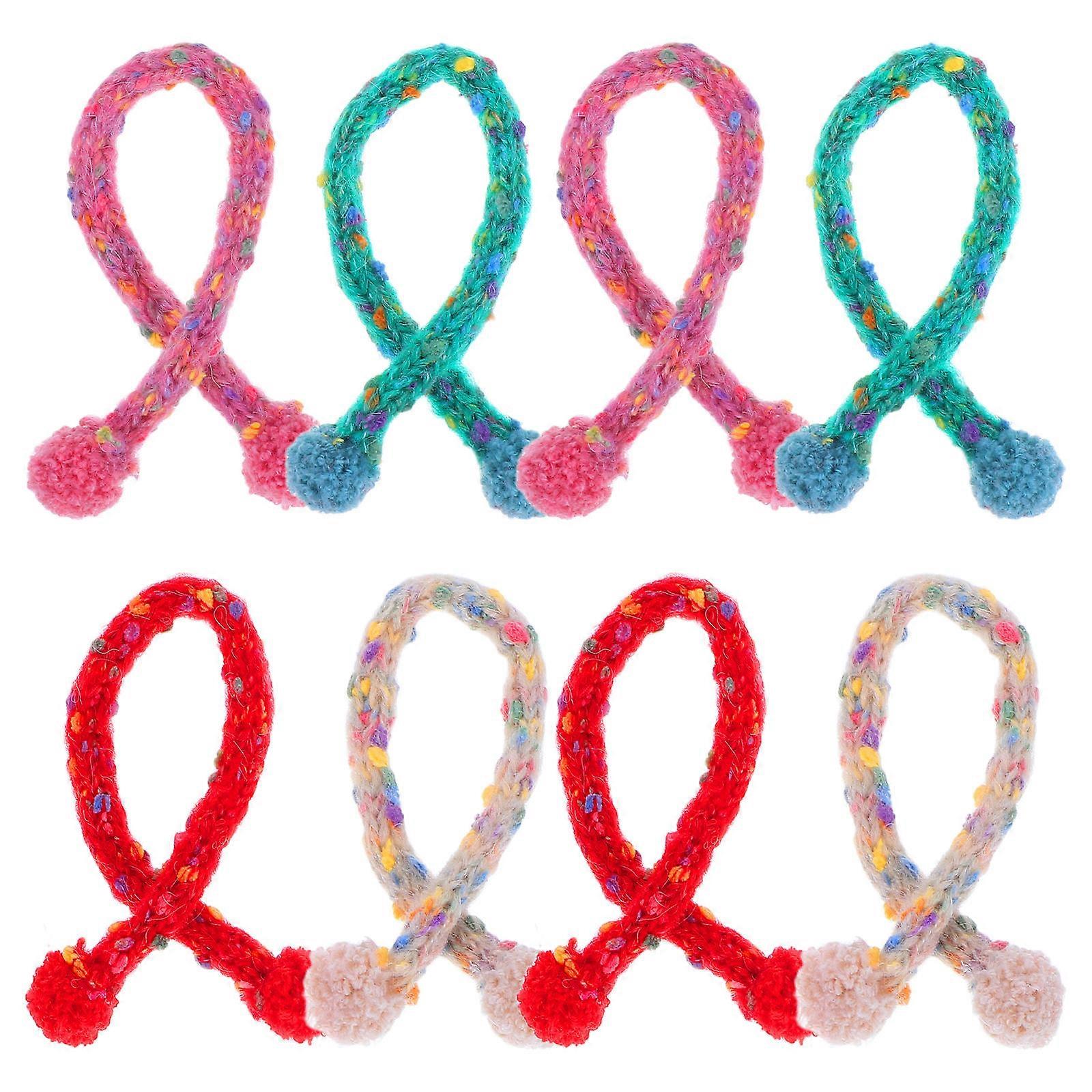 Miniature Doll Scarf 8Pcs Decorative Knit Scarves For Suitable For 15cm-20cm Dolls In Soft Yarn Material