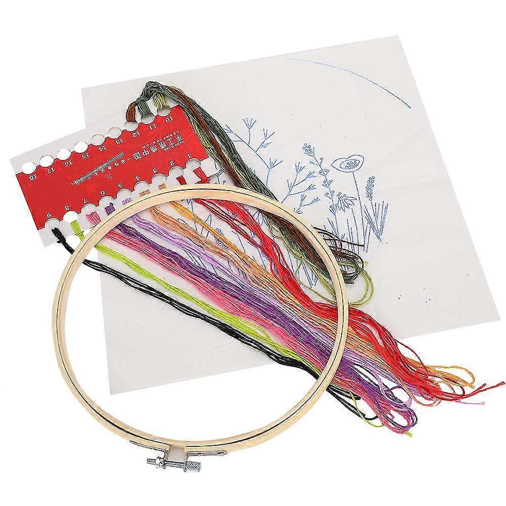 DIY Embroidery Kit - Flower Cross Stitch Unfinished Handwork with 20cm Hoop Frame for Beginners - Perfect Home Decoration Project