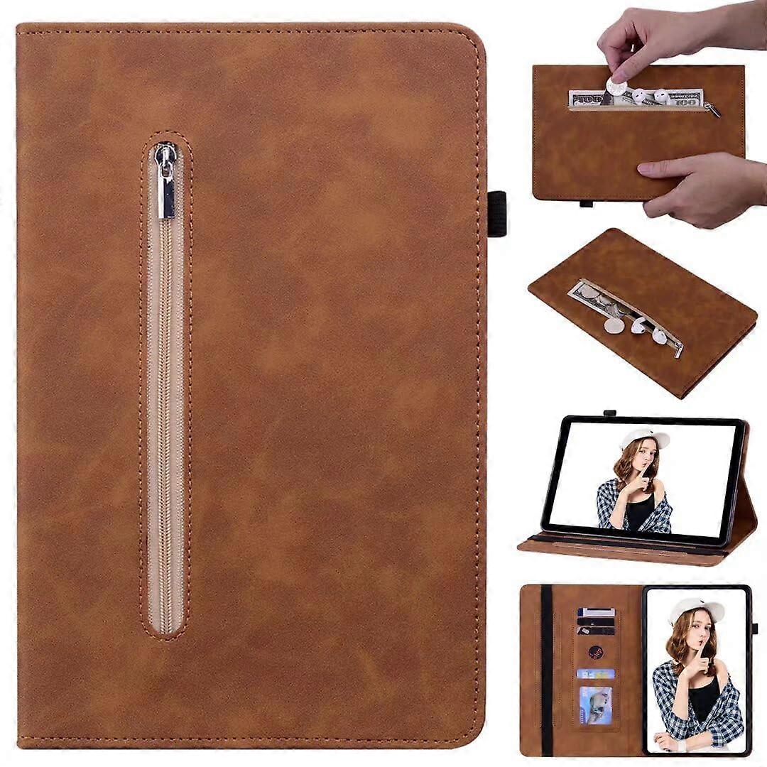 iPad A16 Case, Zip Folio Cover with Auto Sleep/Wake, Brown