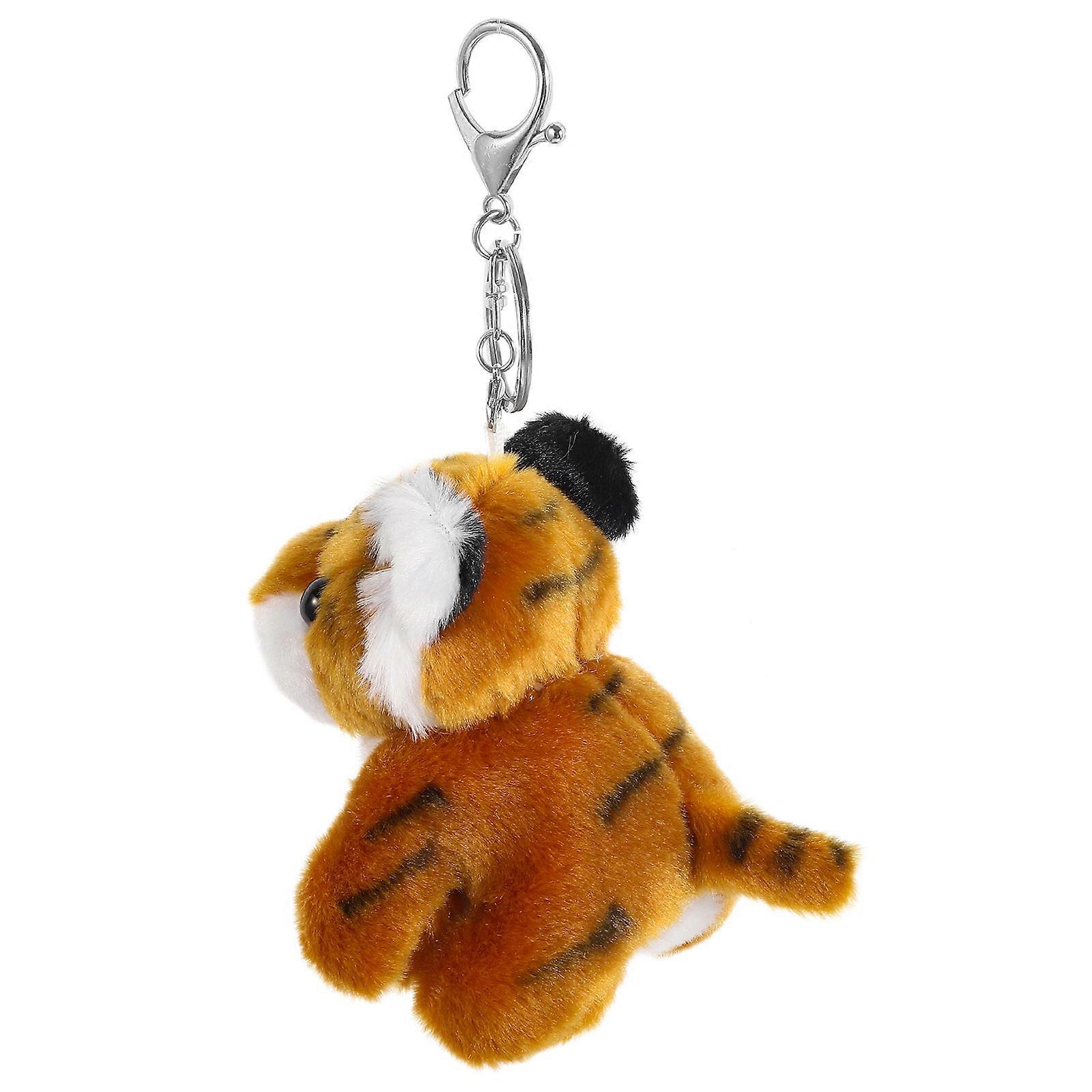 Adorable Tiger Stuffed Animal Key Ring Accessory Suitable For Children And Women In Brown Color 1Pcs