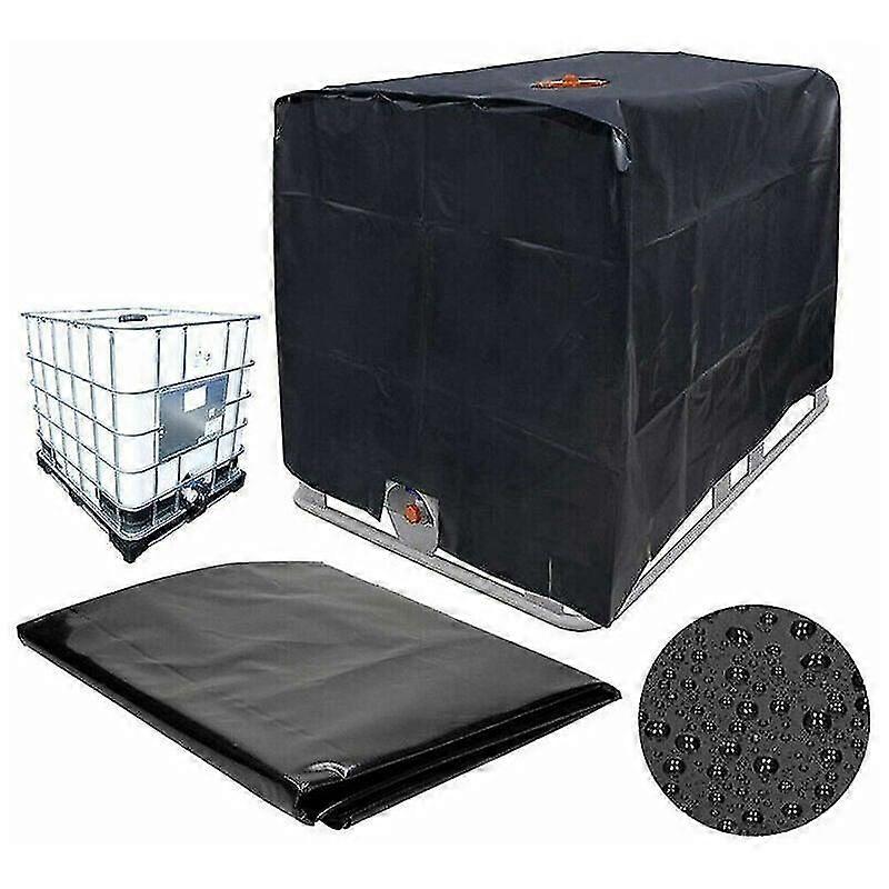 Plane IBC Tankabdeckung für 1000L IBC Container, 116 x 100 x 120 cm Anti-UV Anti-Regenwasser Tankplane (Schwarz)