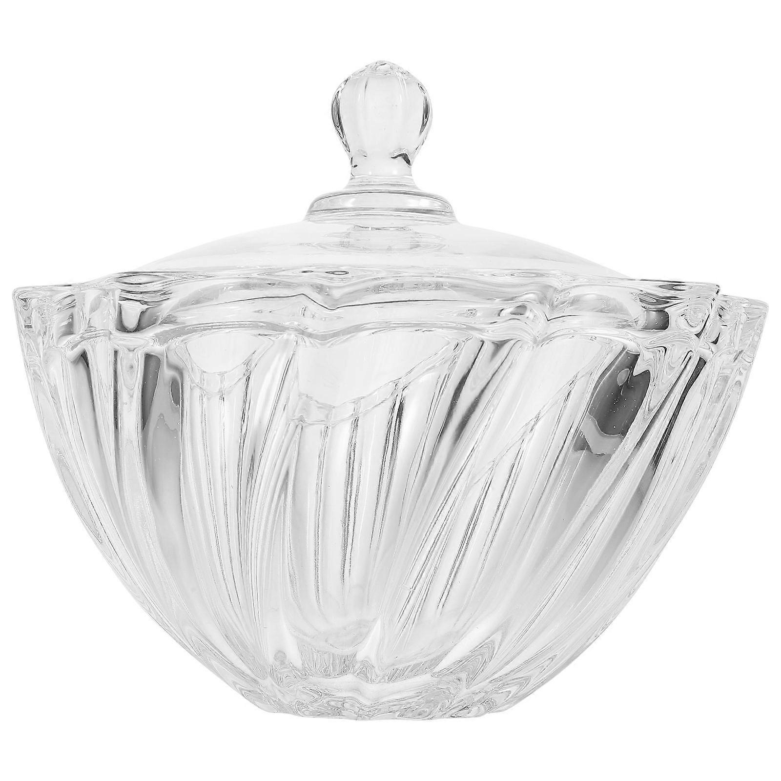 Embossed Glass Candy Jar with Lid Elegant Storage Container for Kitchen, Home, and Jewelry Decorative Jar