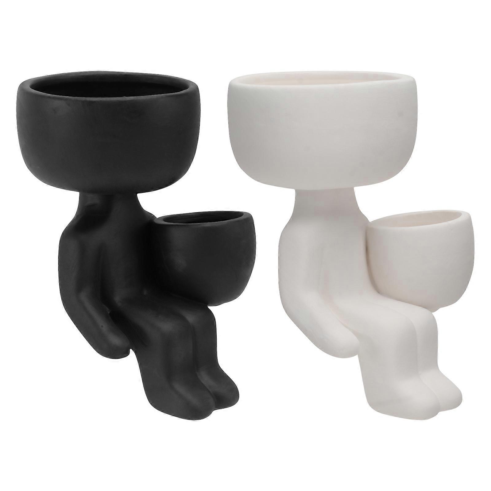 Decorative Ceramic Pots For Plants Home Furnishings Assorted Color Creative Flowerpot 2Set